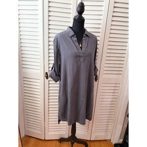 Bella Dahl Gray A-Line Shirtdress Size Medium Long Cuffed Sleeves Pockets